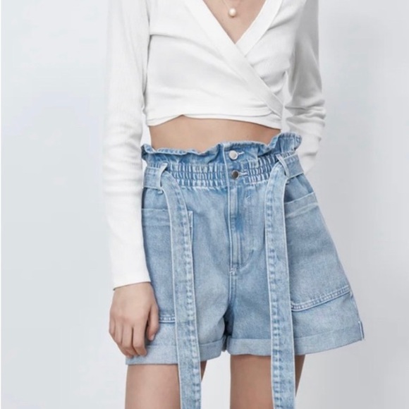 Zara Shorts Zara Paperbag Denim Shorts Poshmark